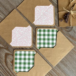 Lined envelopes 3x4, Cotton paper, Letter writing set, Pink green, penpaling snail mail mix media, Classy stationery, Wedding love letter