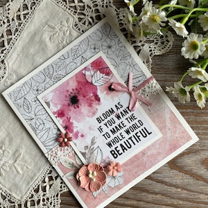 Schöne Grußkarte, Aquarell rosa Blumen Geburtstagskarte, Floral Scrapbook handgemachte Karte, Romantische Geburtstagskarte mit Umschlag, Trends