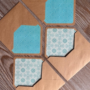 Juego de sobres para escribir cartas: 2 sobres rayados, papel de algodón, lunares, carta de amor para bodas, correo postal para amigos por correspondencia, papelería elegante en turquesa