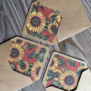 ÚLTIMO JUEGO. Juego de sobres rayados de 4 x 3", girasoles, estilo campestre francés, juego de cartas, papel de algodón, correo postal por correspondencia, estética sostenible