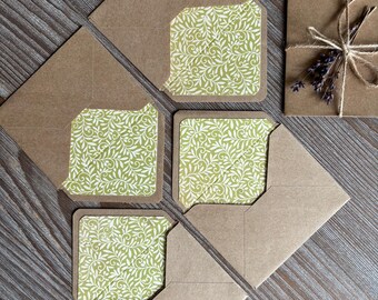 LAST SET. Lined envelopes 3x4", letter writing set, cotton writing paper, kraft brown eco-friendly envelopes, mix media ephemera penpal mail