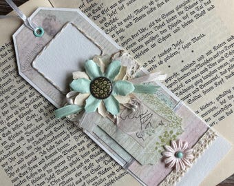 Bladwijzer of cadeaulabel, pastel scrapbooking tag, cadeau boekenliefhebber lezer, scrapbooking bladwijzer, cadeau onder de 10, snail mail penvriend junk Journal