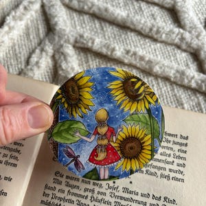 Large sticker with original artwork, Watercolor print, Sunflowers Fairy enchanted forest, Magical fairy art stationery, Pen pal happy mail