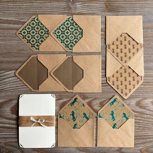 Letter writing set, Lined envelopes with cotton paper, Unicorns pineapples, Blue foil, Open When envelope, junk journal, penpal snail mail