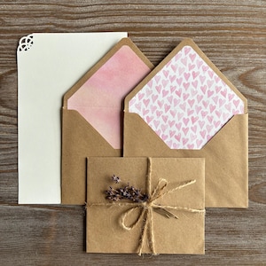 LAST SET. Lined envelopes writing set, watercolor heart, cotton writing paper, pastel pink, Wedding engagement love letter, Aesthetic trend