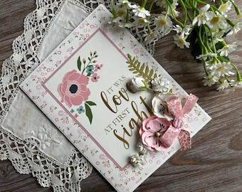Rose gold card, Wedding Engagement card, 1st 2nd 3rd anniversary gift for boyfriend, Romantic birthday card, Pink gold love greeting card