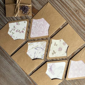 Lavender collection: Miniature lined envelopes, Provence Lavandula French summer, Journal diary ephemera mix media penpal snail mail