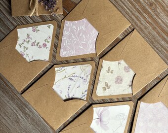 Lavender collection: Miniature lined envelopes, Provence Lavandula French summer, Journal diary ephemera mix media penpal snail mail