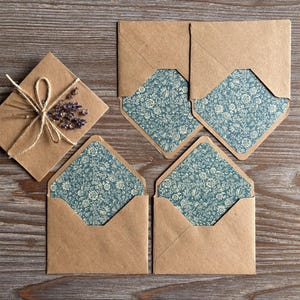 Sobres para escribir cartas de 4 x 3", sobres forrados de papel de algodón, carta para mi novia, sobre marrón kraft, juego de cartas para escribir, correspondencia por correspondencia
