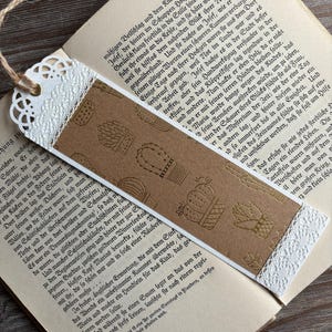 Bookmark, Book lover reader gift, Cacti cactus succulent, Scrapbooking Gift under 10, Snail mail Penpal Junk Journal, kraft brown, gold foil