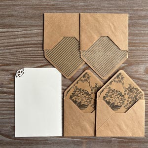 ULTIMO SET. Set di buste a righe 3x4", set per scrivere lettere, carta da lettere in cotone, buste verdi, buste kraft, cancelleria per corrispondenza postale