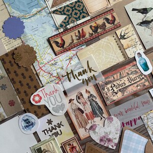 Ephemera set, Junk Journal Diary stationery mix media, Happy Mail Penpal postcrosing, Collage paper DIY ephemera lot, Scrapbooking supply