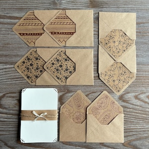 Lined Envelopes set, Cotton paper pack, Letter Writing Set, Rosek gold foil, Open When envelope, mix media ephemera diary junk journal