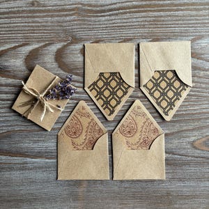 Miniature lined tiny envelopes set, Rose gold foil, Romantic surprise notes, Junk journal snailmail, Stationery lover gift penpaling
