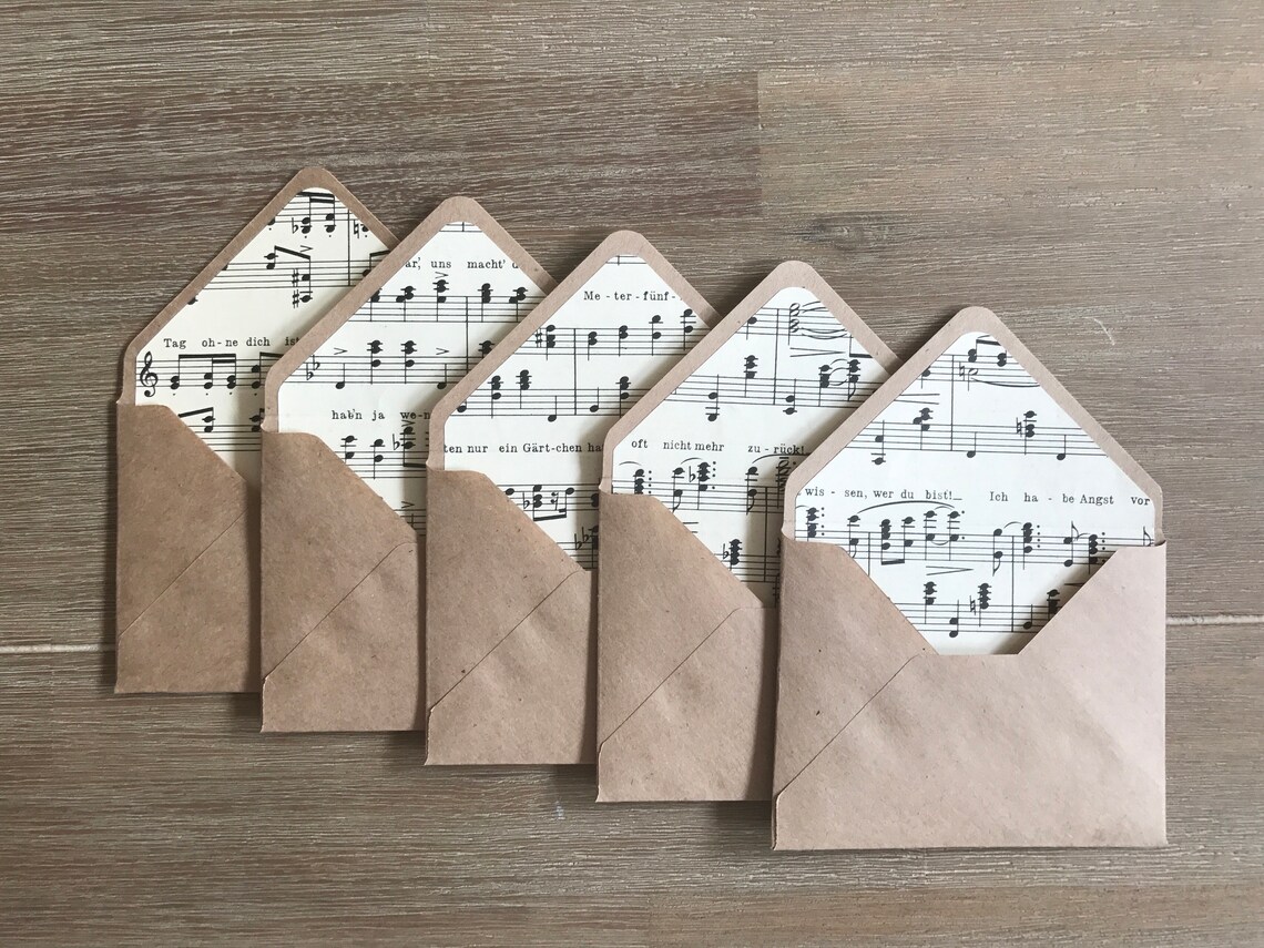 Music envelopes 3x4 Ecofriendly upcycles set Wedding gift Etsy
