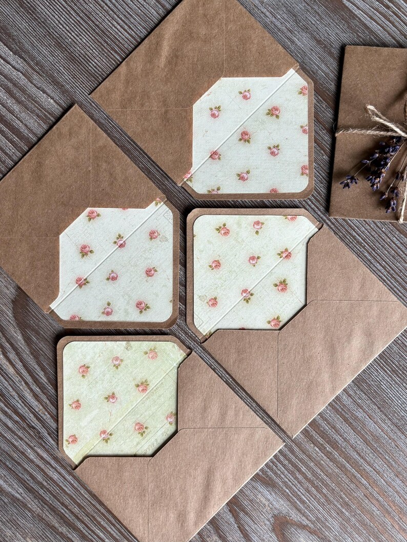 Letter Writing Set: Lined Envelopes and Cotton Paper, Pink Roses, Long ...