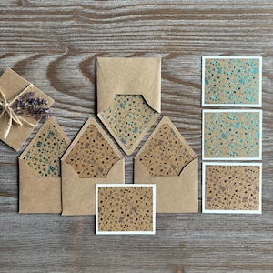 Buste in kraft con fodera in miniatura, set di biglietti di auguri, biglietti d'amore romantici, diario di posta indesiderata per amici di penna, lamina blu, estetica effimera di cancelleria