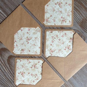Juego de cartas románticas, 2 sobres rayados, papel de carta de algodón, pequeñas flores tiernas con motivos florales pastel, carta de amor romántica y elegante para bodas