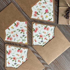 Letter writing set, Floral lined envelopes, Watercolor flowers, Eco-friendly stationery, Wedding love letter, penpal snail mail mix media