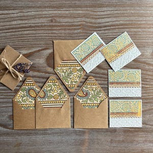 Miniature lined envelopes with blank note cards, tiny small envelope, eco-friendly, junk journal penpaling kit, romantic love note