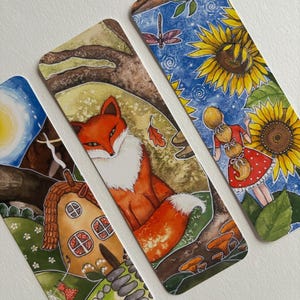3 Original artwork bookmarks, Watercolor print, Enchanted forest, Magical fairytale art, Pen pal book lover gift, Fairy lovers