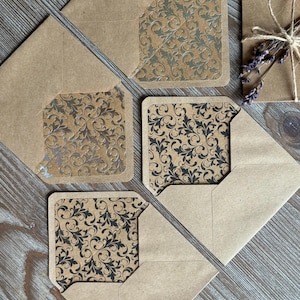 Buste foderate 4x3", set per scrivere lettere, carta di cotone, lamina d'argento, mix media per posta ordinaria Penpal, buste kraft, set di cancelleria di classe