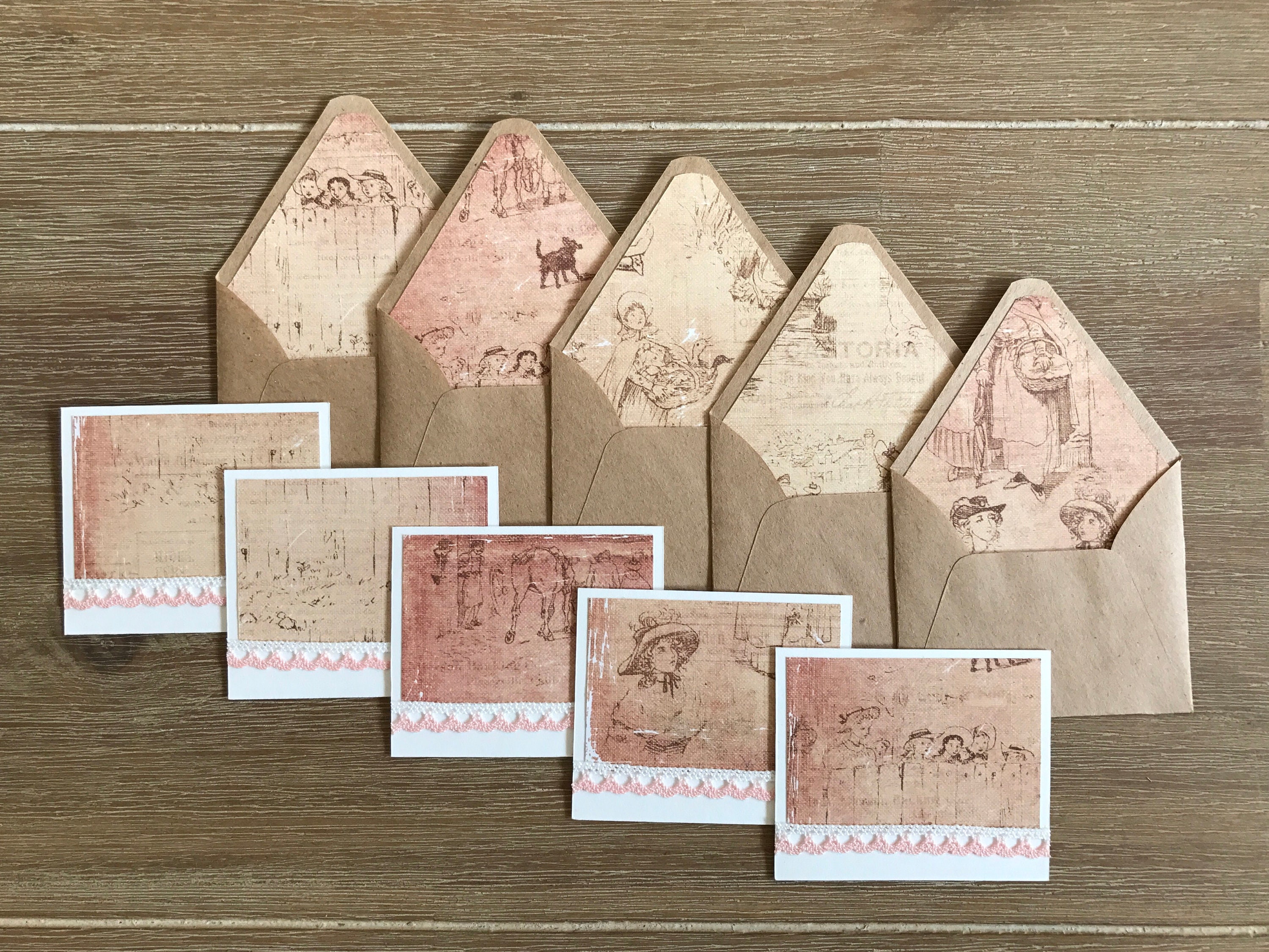Miniature envelopes set Lined envelopes and Note cards Etsy
