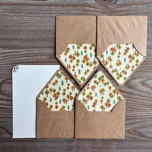 Fall Envelope Letter writing set, Lined envelopes, yellow autumn tree, cotton paper set, ecological sustainable stationery, Thanksgiving day