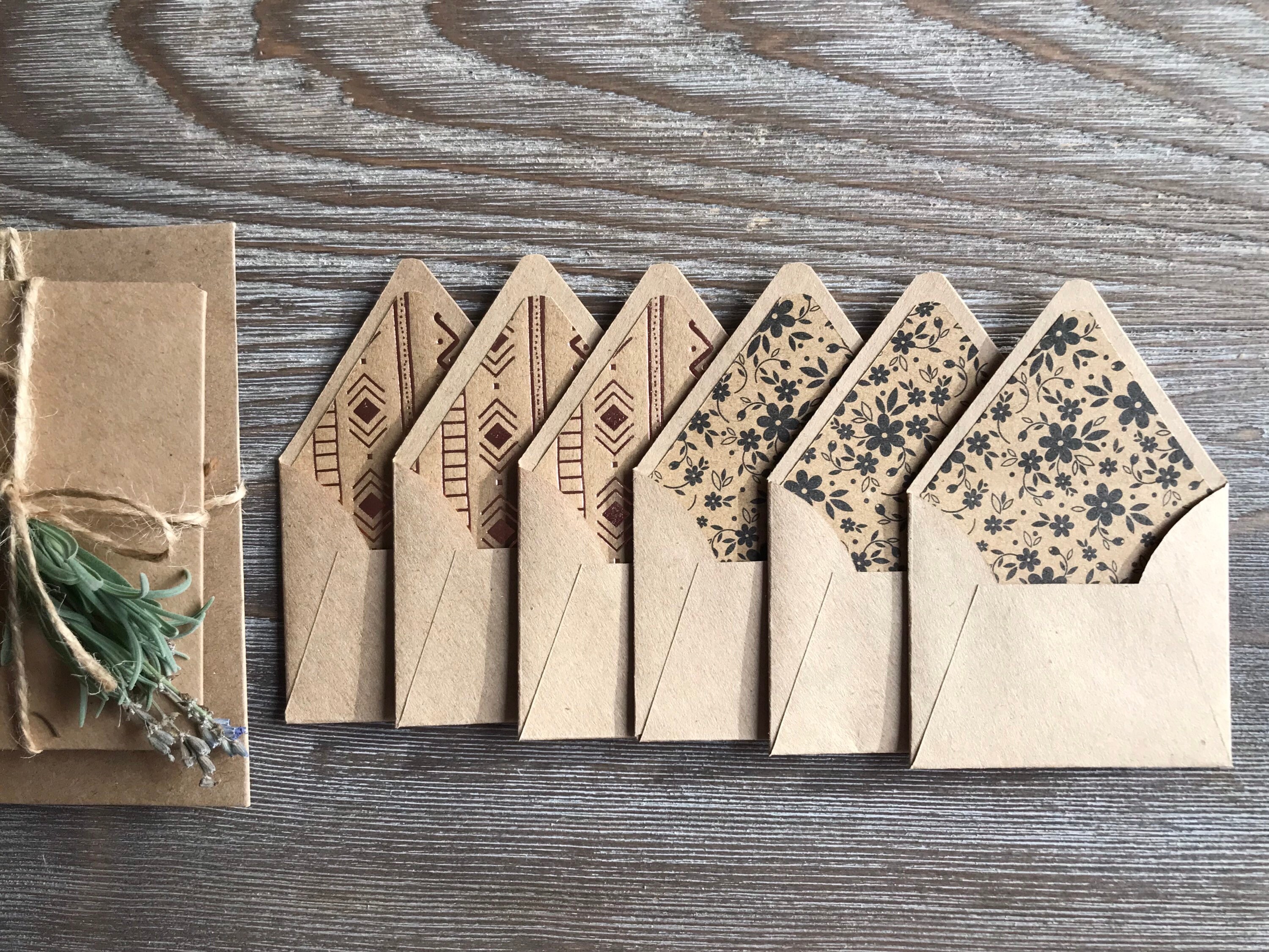 Miniature lined envelopes set Ecofriendly tiny envelopes Etsy