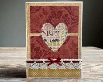 Valentines romantic card, Heart birthday card, 2 year anniversary gift for boyfriend girlfriend, long distance relationship, valentines gift