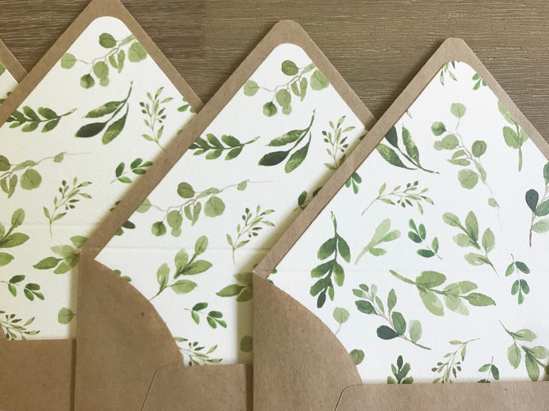 Greenery Letter writing set Floral Lined envelopes and Etsy