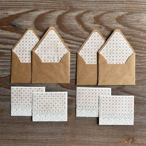Miniature lined envelopes, Note cards set, Romantic love notes, Snailmail penpal junk journal, eco-friendly, stationery lover gift