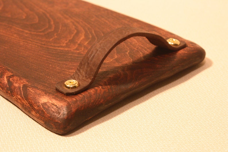 Serving Tray with Leather Strap Handles Etsy