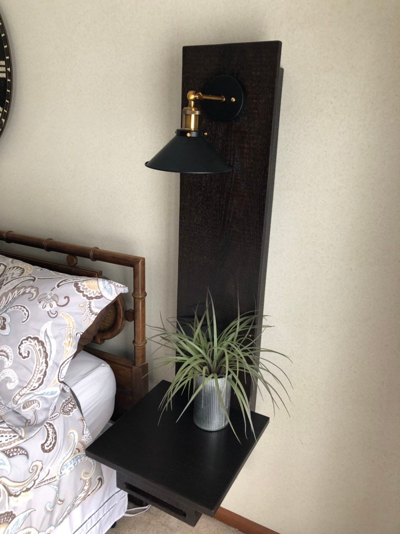 Bedroom Furniture Floating Nightstand Charging Station Etsy