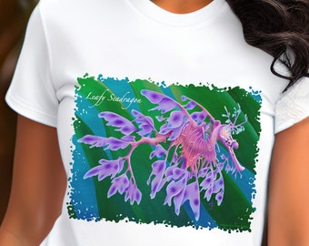 Leafy Seadragon tshirt, Carolyn Steele art, seahorse tshirt, sea creature, marine biology, undersea life, scuba divers, snorkelers, sea life