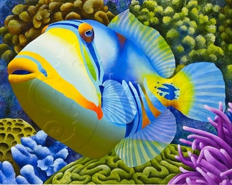 Tropical art print - Picasso Triggerfish: "Pablo"