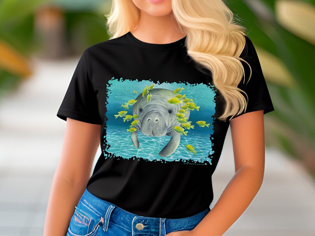 Manatee T-shirt, Manatee Moochers by Carolyn Steele, Manatee Floating