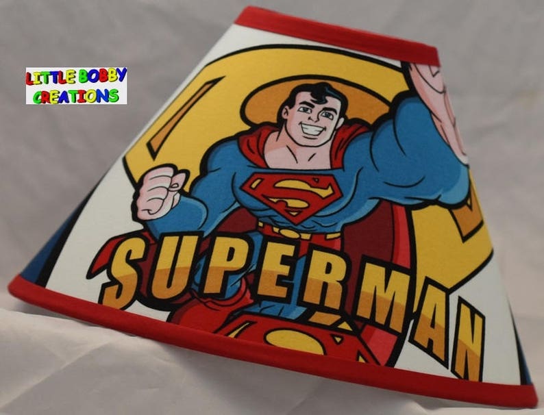 Super Heros Dc Comics Superman Fabric Lamp Shade You Choose The Trim Color 10 Sizes To From
