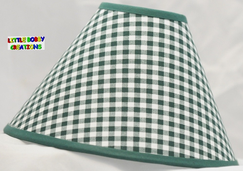 Gingham Dark Green Fabric Lamp Shade 10 Sizes to Choose Etsy