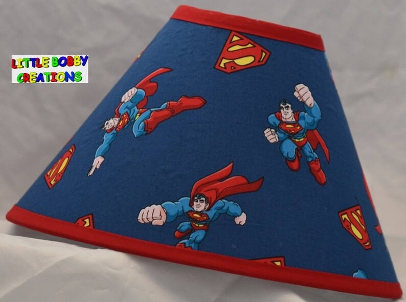 Super Heros Dc Comics Superman Fabric Lamp Shade You Choose The Trim Color 10 Sizes To From