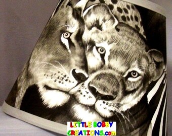 LION & TIGER Lamp Shade - 5 Shade Fabrics To Choose From! - Made From Licensed Lion and Tiger Fabrics - Available in 14 Shade Sizes!