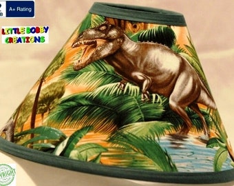 Dinosaur Lamp Shade - Handmade Fabric, Kids Room Decor