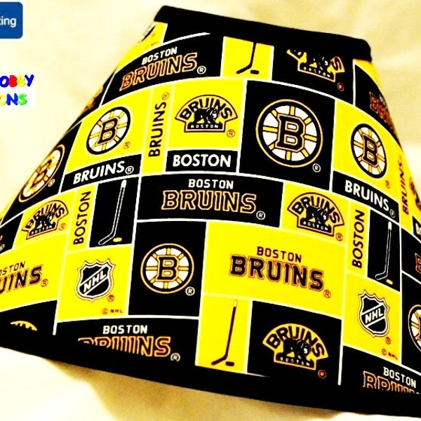 BOSTON BRUINS Lamp Shade - 4 Shade Fabrics To Choose From! - Made From Licensed NHL Boston Bruins Fabric - 14 Shade Sizes Available!