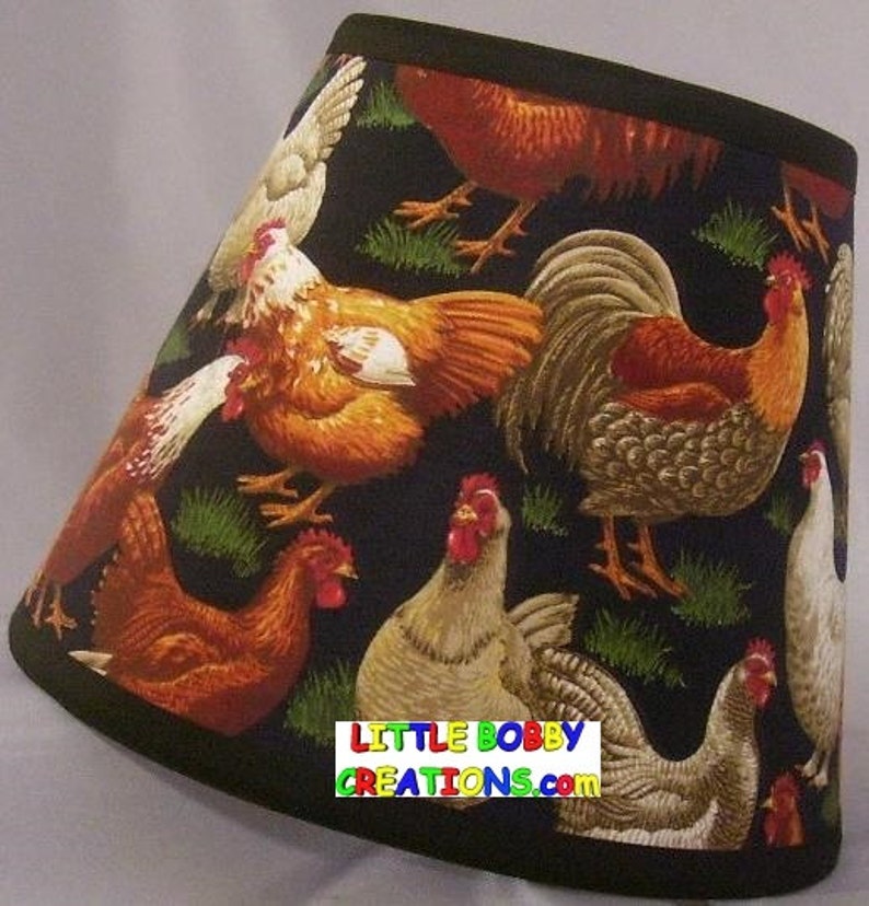Country Chickens Rooster Hens Fabric Lamp Shade 8 Sizes to Etsy