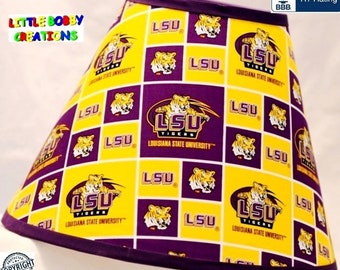LOUISIANA STATE UNIVERSITY Lamp Shade - 5 Shade Fabrics To Choose From! - Made From Licensed Louisiana State U. Fabric - 14 Shade Sizes!