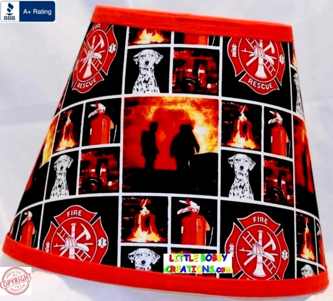 FIREMAN FIRETRUCK FIREFIGHTER Lamp Shade 19 of 30 Shade Fabrics to