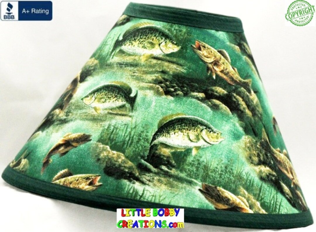 FISHING LAMP SHADE 1927 of 36 Shade Fabrics to Choose From Made From Licensed Fishing Fabrics