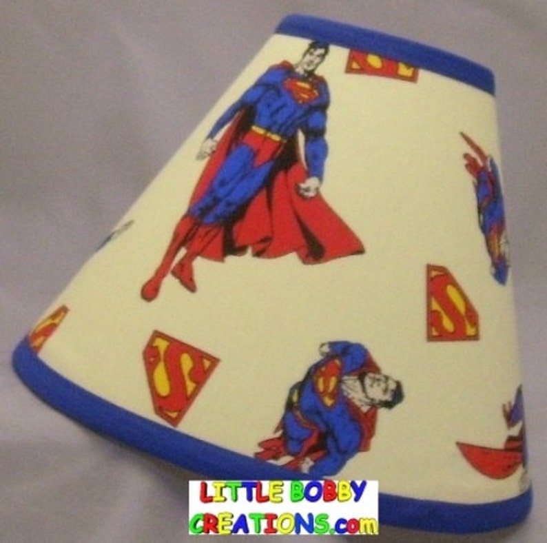 Super Heros Dc Comics Superman Fabric Lamp Shade You Choose The Trim Color 10 Sizes To From