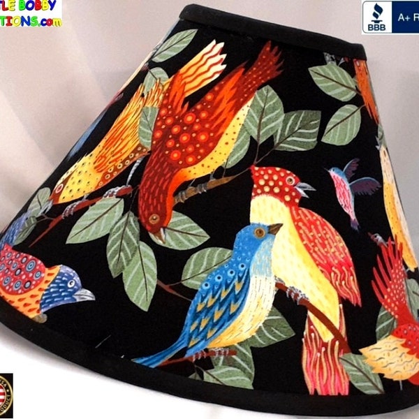 TROPICAL BIRD Lamp Shade - 1-9 of 25 Shade Fabrics To Choose From! - Made From Licensed Tropical Bird Fabric - Available in 14 Shade Sizes!