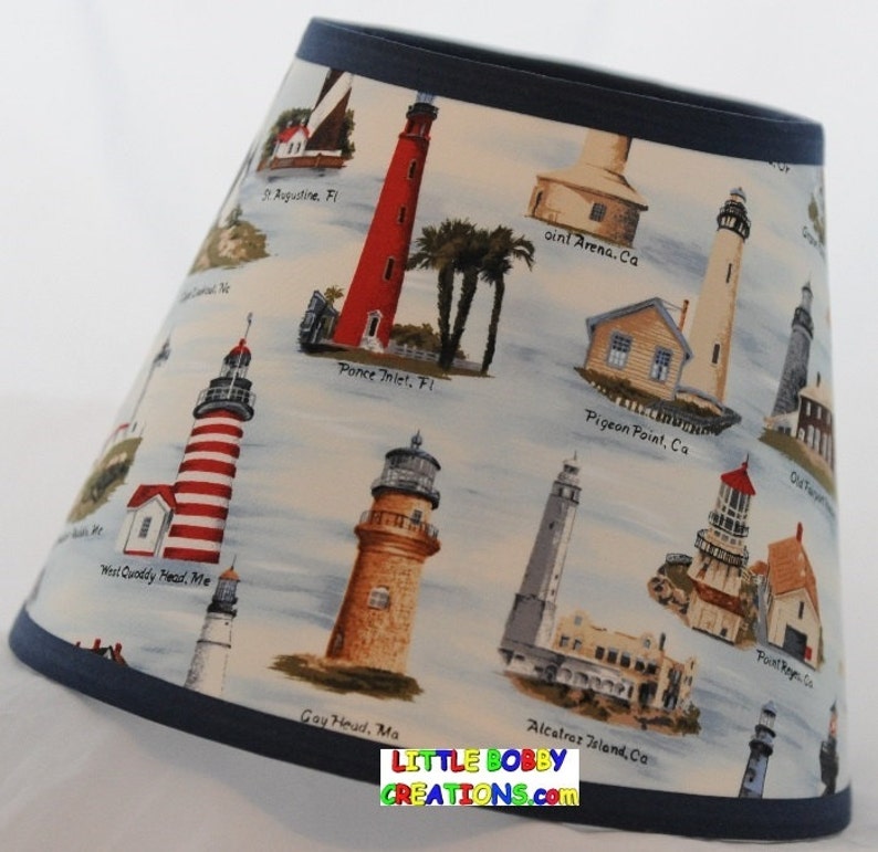 Nautical Lighthouse Fabric Lamp Shade 8 Sizes to Choose Etsy